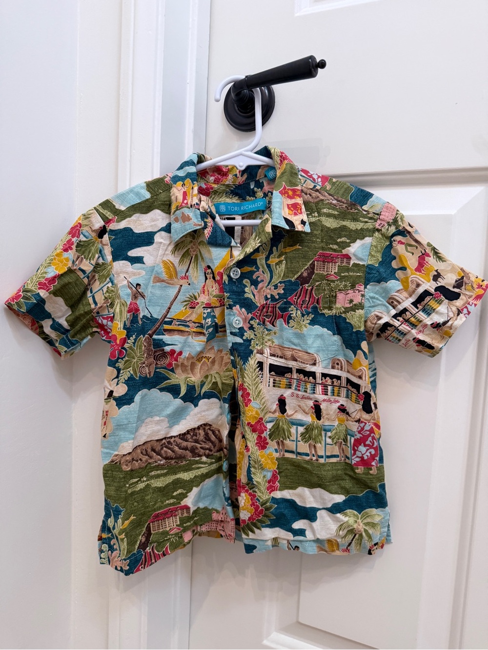 Tori Richard Multicolor Hawaiian Camp Shirt - Green, Blue, Pink
